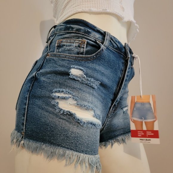 Distressed Frayed Bottom Shorts - Picture 3 of 5